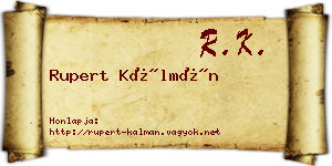 Rupert Kálmán névjegykártya